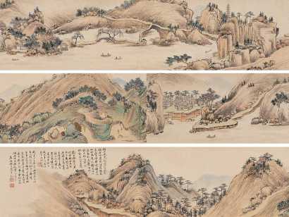 程庭鹭 丁巳（1857）年作 临沈周山水 手卷
